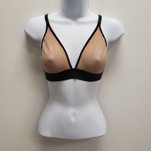 Negative Womens Mesh Bra Size M 2 Black Tan Adjustable Straps Hook & Eye Sheer